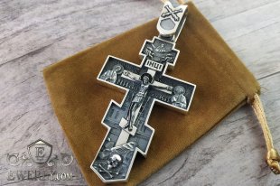 Великий хрестик із срібла з унікальним вушком, фото
